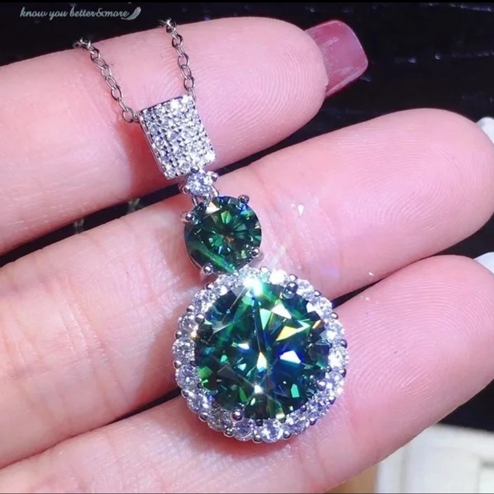 🔥Sterling silver 925 Certified 10CT Moissanite Pass Test Pendant+Necklace 45cm